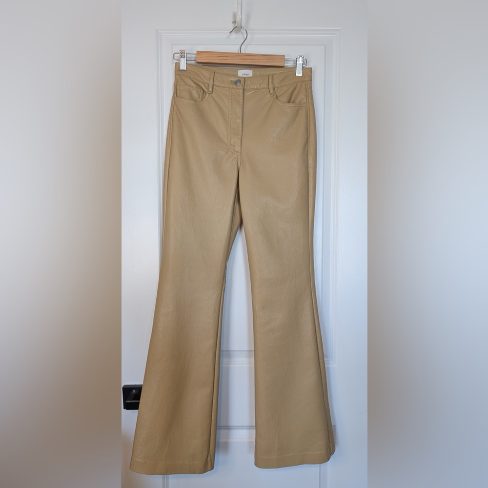 Aritzia Wilfred The Melina Flare Pant Faux Leather Saville Beige Size 6
